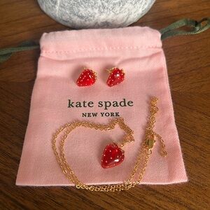 Kate Spade Strawberry Jewelry Set - Red and Gold